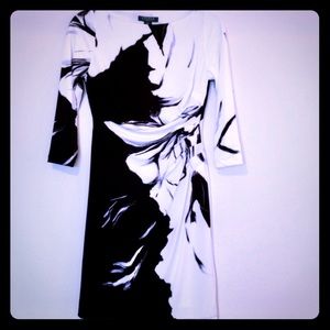 Lauren Black and White Floral Dress